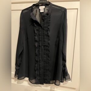 Soft Surroundings size M black blouse with lace detail